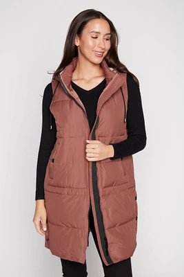 Quilted vest with sherpa hood