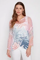 Tropical design fishnet sweater