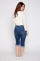 Slim leg turn cuff jean bermuda