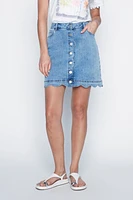 La jupe-short en jean à ourlet festonné