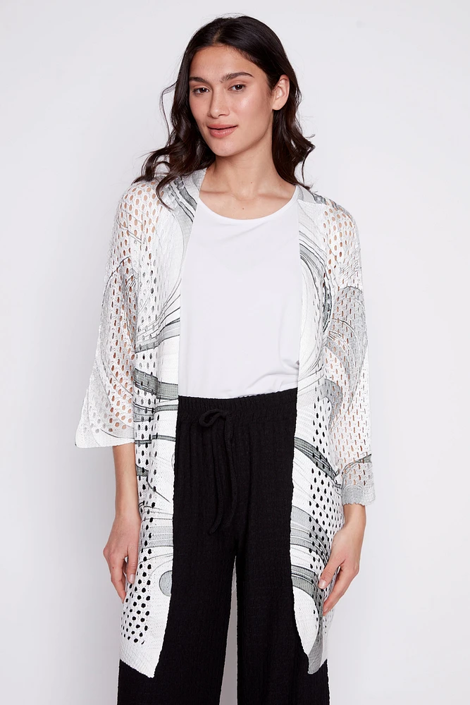 Le cardigan imprimé abstrait