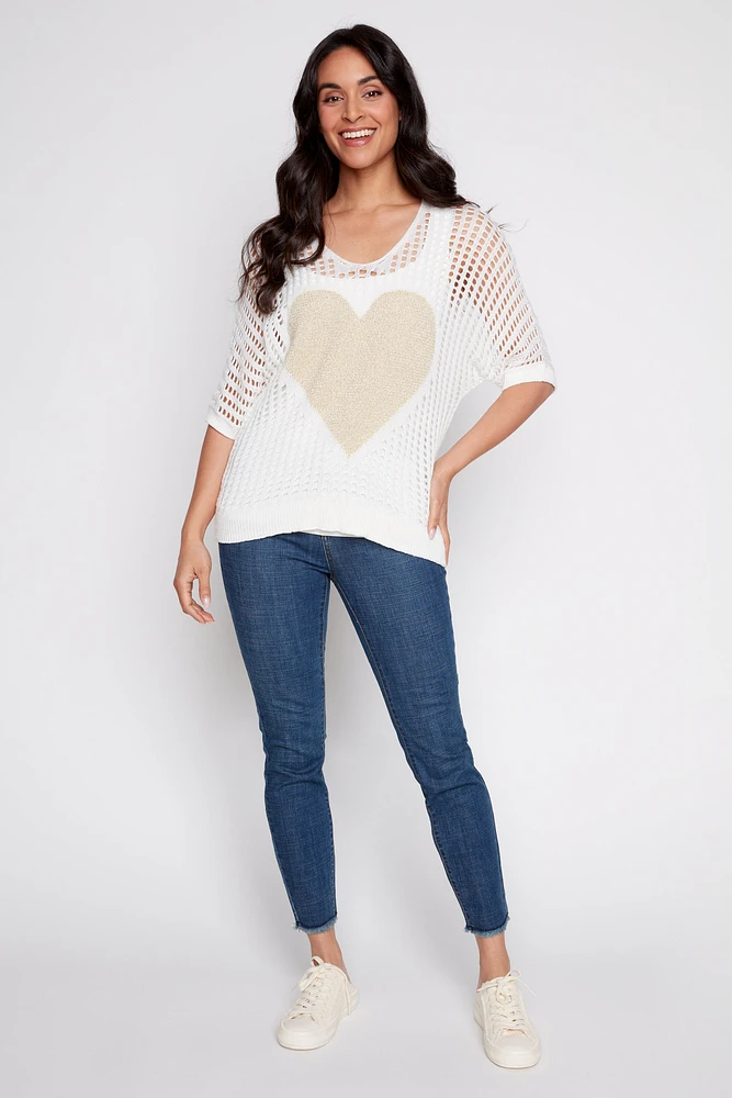 Le pull crochet coeur avec lurex