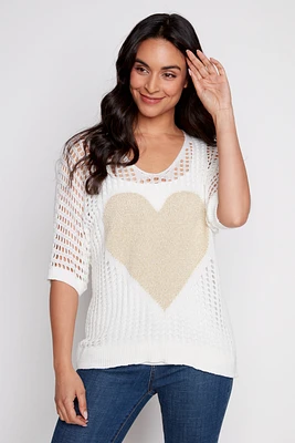 Le pull crochet coeur avec lurex