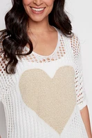 Lurex heart fishnet sweater