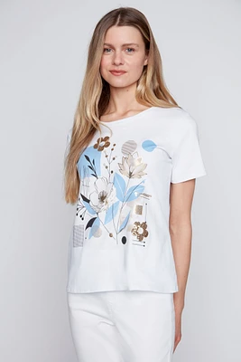 Le t-shirt à imprimé géométrique floral