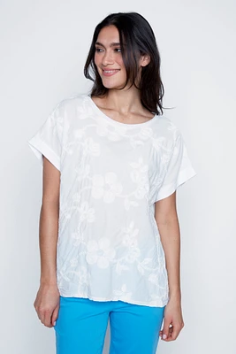 Chemisier en coton à broderies florales