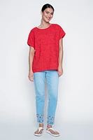 La blouse en coton à broderies gribouillis