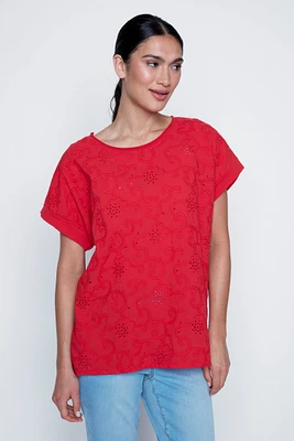 La blouse en coton à broderies gribouillis