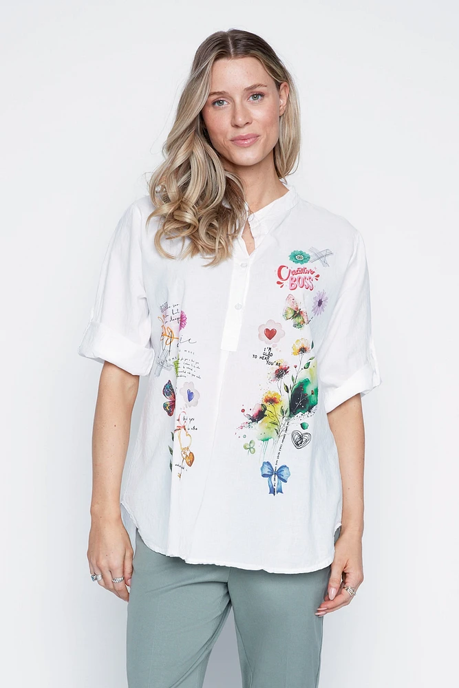La blouse en coton sérigraphié