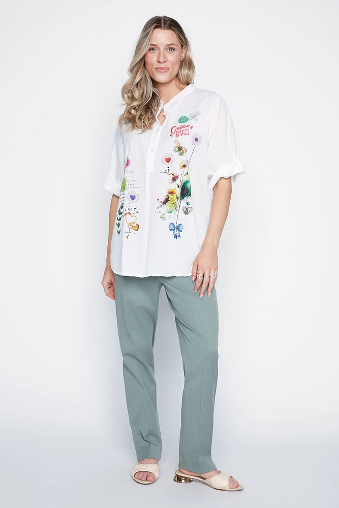 La blouse en coton sérigraphié