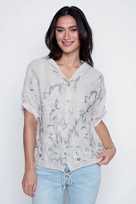 La blouse en coton à feuilles brodées