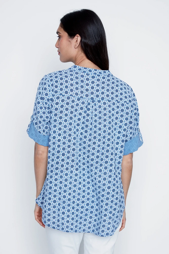 La blouse en coton imprimé
