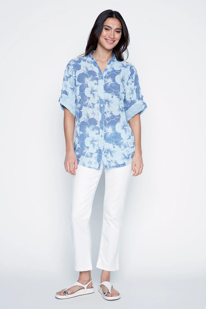 La blouse en coton à imprimé floral