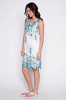 Border print crochet dress