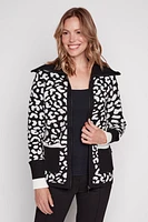 Animal print eyelash cardigan