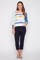 Multi color hearts cotton blend sweater