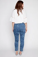 Slim leg printed jean