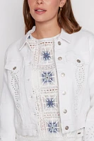 Eyelet embroidery jean jacket