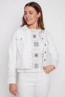 Eyelet embroidery jean jacket