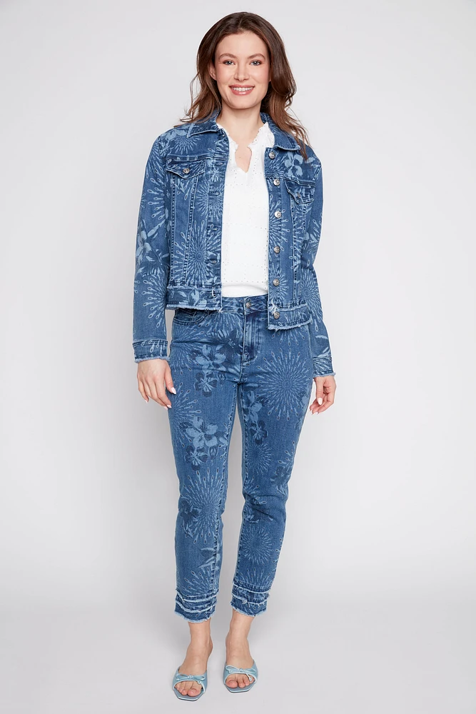 La veste en denim imprimée