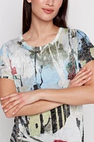 Abstract print burnout top