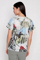 Abstract print burnout top