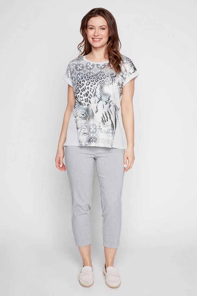 Lurex printed lace top