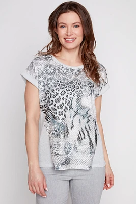 Lurex printed lace top