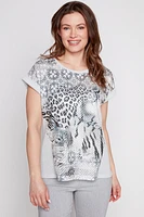 Lurex printed lace top
