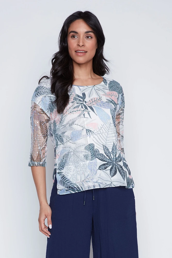 Printed burnout tunic