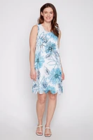 Burnout floral print dress with lace trim