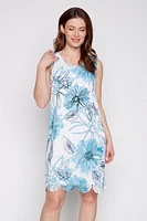 Burnout floral print dress with lace trim