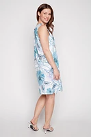 Burnout floral print dress with lace trim