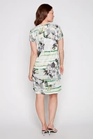 Printed burnout dress with lace