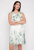 Printed burnout dress with lace trim