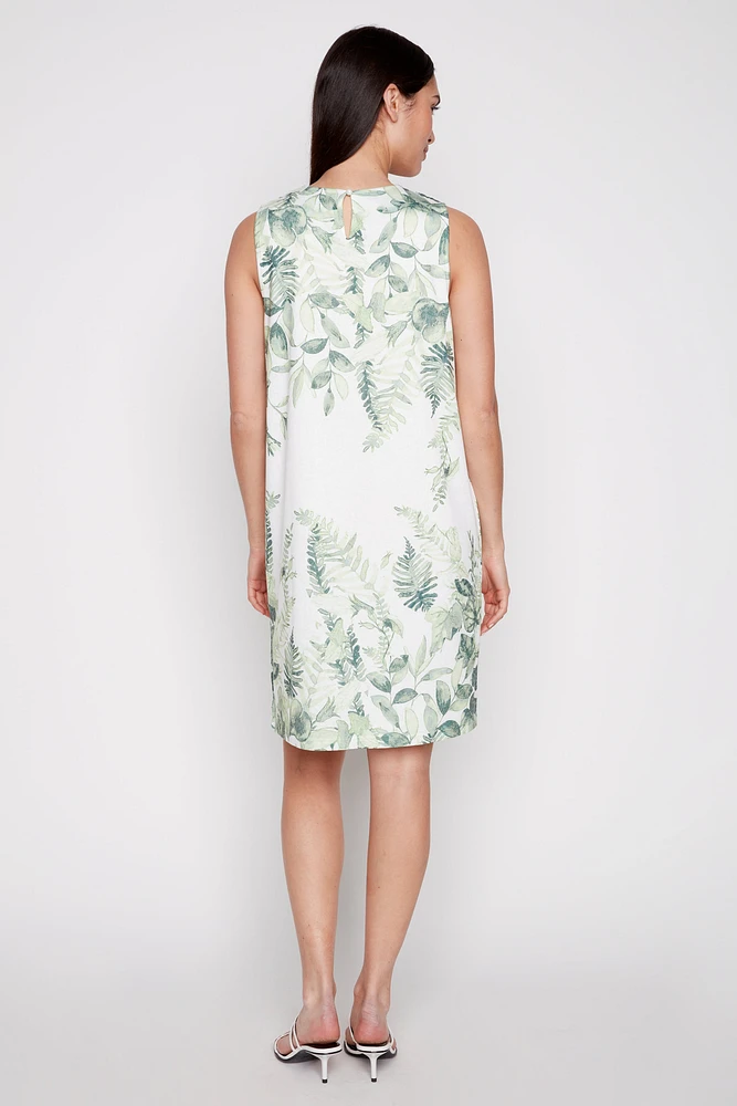Printed burnout dress with lace trim
