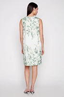 Printed burnout dress with lace trim