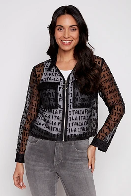 Newspaper print organza jacket