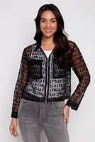 Newspaper print organza jacket