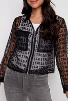 Newspaper print organza jacket