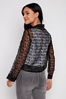 Newspaper print organza jacket