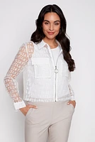 Newspaper print organza jacket