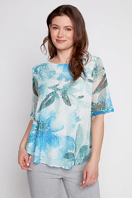 Floral net printed top