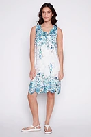 Border print crochet dress