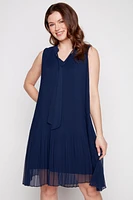 Solid pleated dress