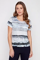 Abstract print burnout t-shirt