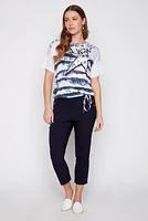 Printed burnout t-shirt with drawstring hem