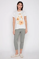 Embellished flowers burnout t-shirt