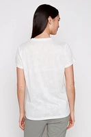Embellished flowers burnout t-shirt