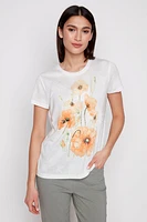 Embellished flowers burnout t-shirt